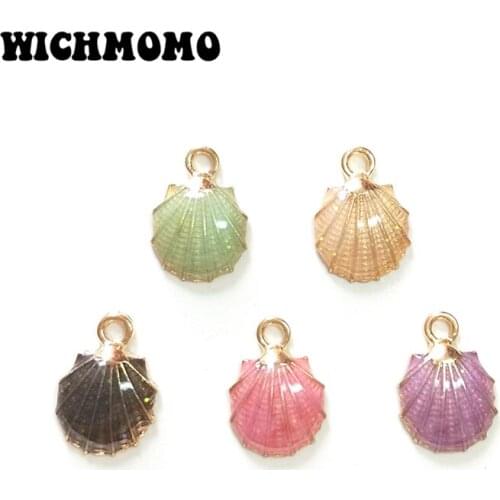 Fashion 10pieces 19*13mm Zinc Alloy Drop Oil Scallops Charms Pendants for DIY Jewelry Bracelet Necklace Earrings Accessories