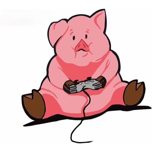 Lifelike Cartoon Gaming Pig Car Stickers Personality Refrigerator Windshield Decal Surfboard Snowboard Decor Waterproof Decal