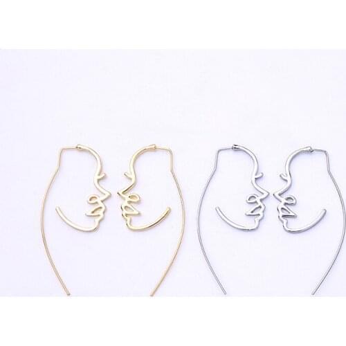 12 pair /lot quality fashion jewelry metal alloy texture abstract contour outline face earring