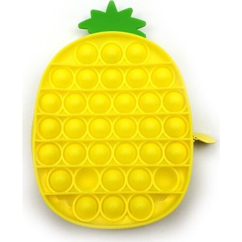 Silicon Pineapple Shape Popper Purse Push Bubbles Simple Dimple Fidget Pop Pencil Pouch Bag Popping Sensory Poppet Fidget Toys