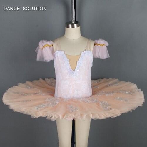 Make to Order Light Orange Stiff Tulle Pancake Tutu Ballerina Dress for Child and Adult Solo Dance Performance BLL037A