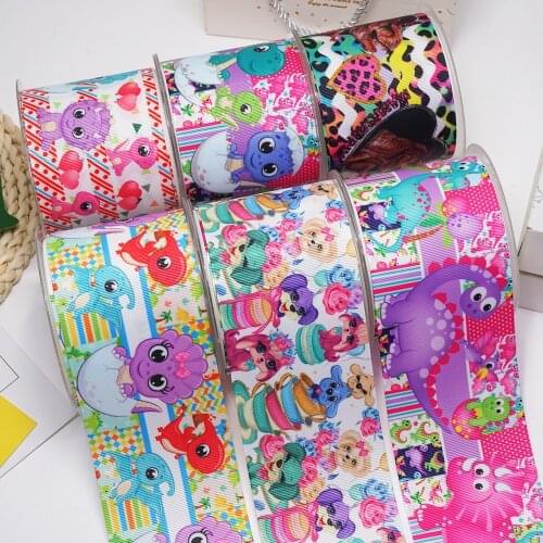 DIY Craft Supplies Cartoon Dinosaur Printed Grosgrain Satin Ribbon 50 Yards, Planar Resins 30 Pieces. 43767