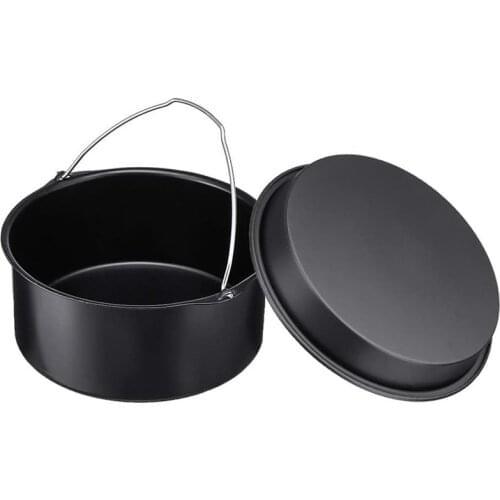 Air Fryer Accessories 6 Inch Cake Barrel Pizza Pan Fit for All 3.2QT - 5.8 QT Standard Deep Fryers Non-Stick Backing
