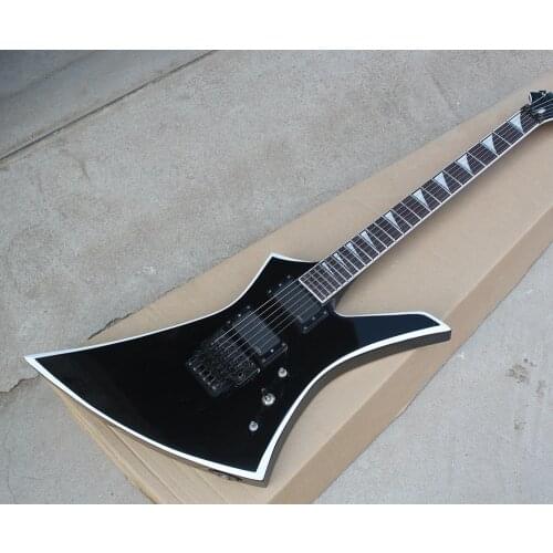 Factory Custom Black Body Electric Guitar whit Floyd Rose,White Binding Neck,Black Hardware,Rosewood Fretboard,Offer Customized