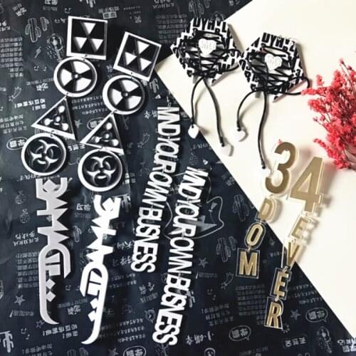 Geometric Black White Long Tassel Acrylic Earrings for Women Exaggerated Punk Drop Dangle Earrings Fashion Jewelry Pendientes