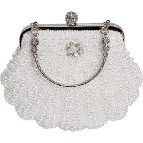 Women Evening Bags Pearl Beading Shell Handbag for Wedding Birthday Prom Party 2020 New Ladies Shoulder Messenger Bag
