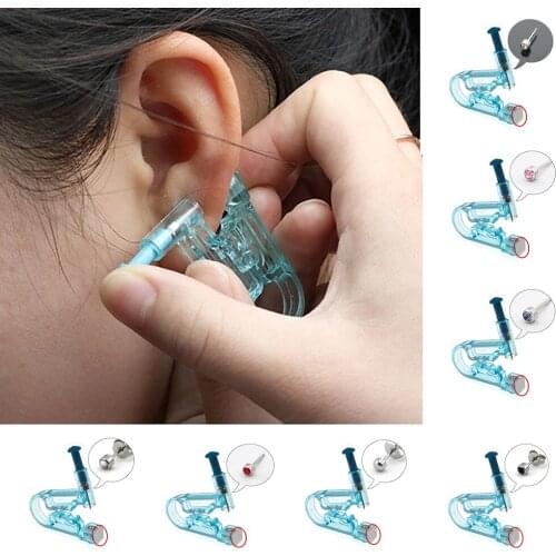 1PC Healthy Safety Sterile Disposable Ear Nose Piercing Gun Ear Piercer Tool +Stainless Steel Metal Stud Earring Fashion Jewelry