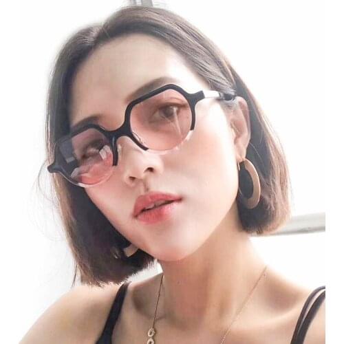 2021 New Korean Retro Gradient Sunglasses Women Fashion Wild Round Frame Sun Glasses Men Brand Design Trend Pink Eyewear UV400