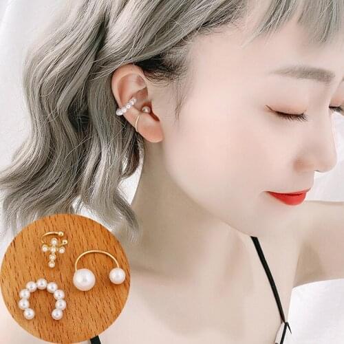 3 pcs Ear Cuff Cross Clip Pearl Earrings Fake Piercing Earcuffs For Women Earcuff Earings Jewelry No Hole Accessories