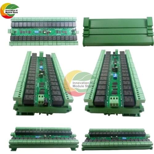 32ch 03 06 16 MODBUS RTU DC 12V 24V RS485 SPDT Relay Board 485 Bus Remote Control Switch for LED Motor PLC PTZ Camera Smart
