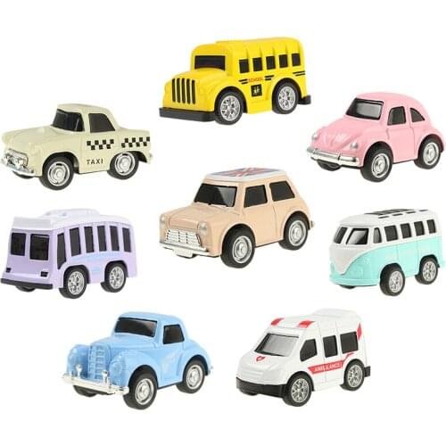 4 pcs/set Mini Alloy Car School Bus Vehicles Diecast Model Toy Pull Back Classic Car for Boys Children Gifts