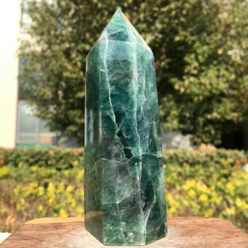 500-1000g Natural Fluorite Quartz Crystal Wand Point Healing Obelisk Home Decoration