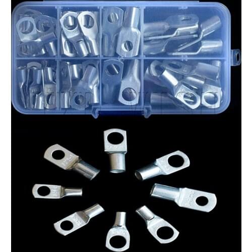 60Pcs SC Assortment Car Auto Copper Ring Terminal Wire Crimp Connector Bare Cable Battery Terminals Soldered Connectors Diy Kit