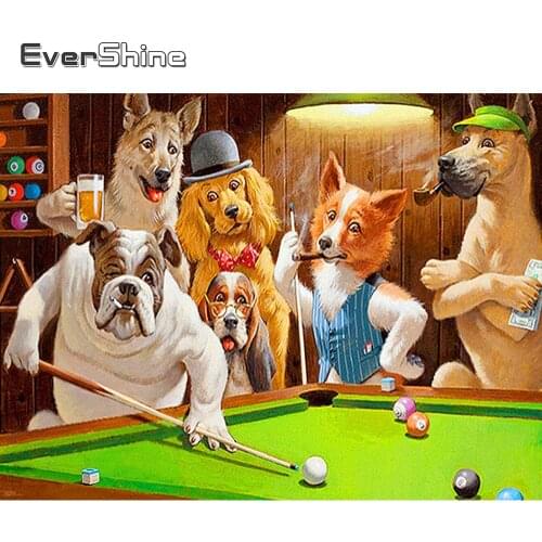 Evershine 5D Diamond Mosaic Dogs Diamond Painting Full Drill Square Animals Rhinestones Pictures Diamond Embroidery Billiards