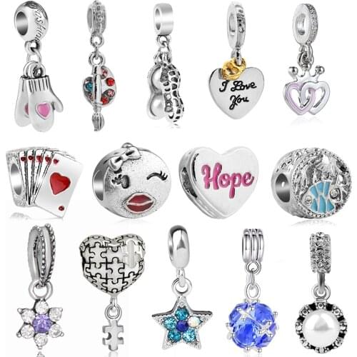 BAOPON 5Pcs/lot New Silver Color Beads Scarecrow Pendant Charm Fit original Brand Bracelet DIY Jewelry For Girl Kids Gift