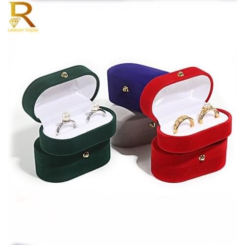 Velvet Trinket Box Ring Box Jewelry Organizer Double Rings BoxJewelry Box Wedding Gift Box Joyeros Organizador De Joyas