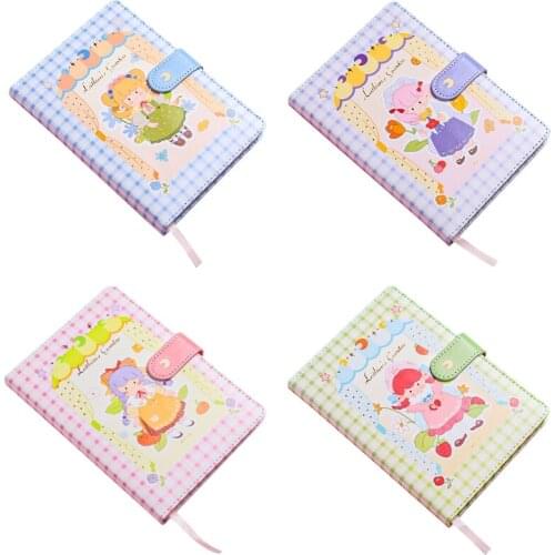 Cartoon Comic Girl A5 Notebook PU Cover Diary with Ribbon Bookmark Magnetic Closure Ideal for Student Children Teacher