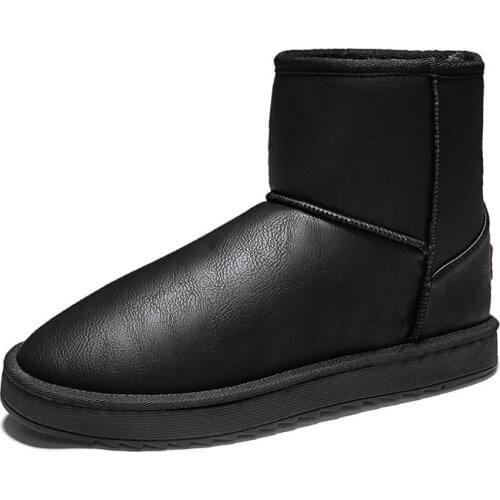 2021 Winter New Fashion Concise Style Snow Boots Comfortable Middle Heel Slip-on Plush Thickening Mens Boots with Platform