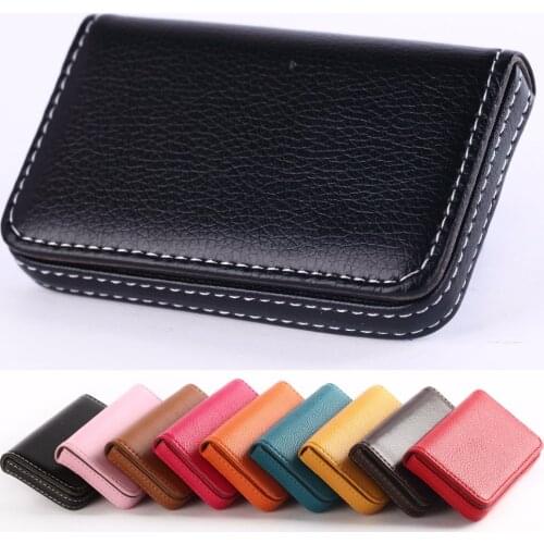 Full Cover Business Card Case Horizontal PU Leather wrapped Card ID holder Bank Credit Card Pack Custom name logo