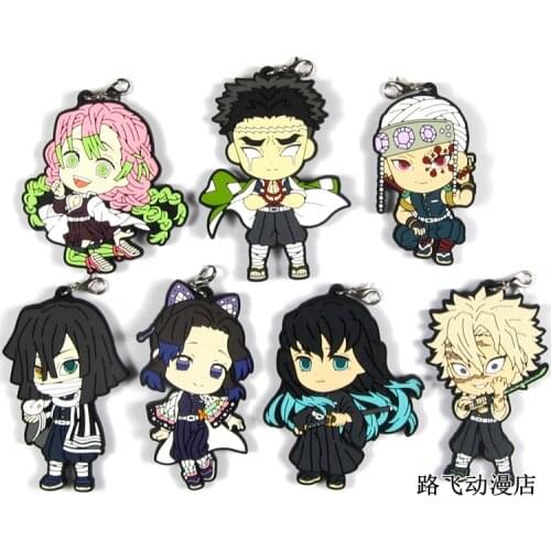 Demon Slayer: Kimetsu no Yaiba original Japanese anime figure rubber Silicone mobile phone charms key chain strap keyring