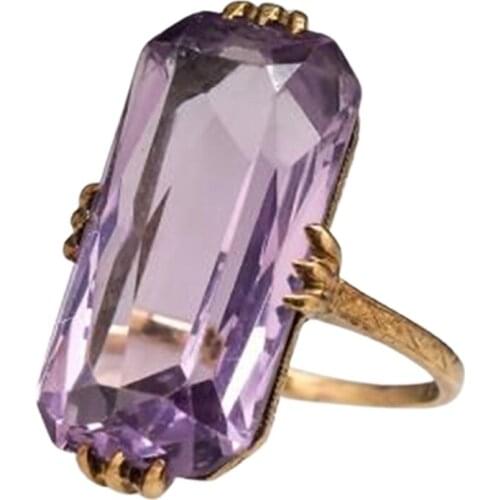 Long Shape Acrylic Purple Stone Rings for Women Fashion Bridal Wedding Party Ring Elegant Lady Accessories Trendy Jewelry