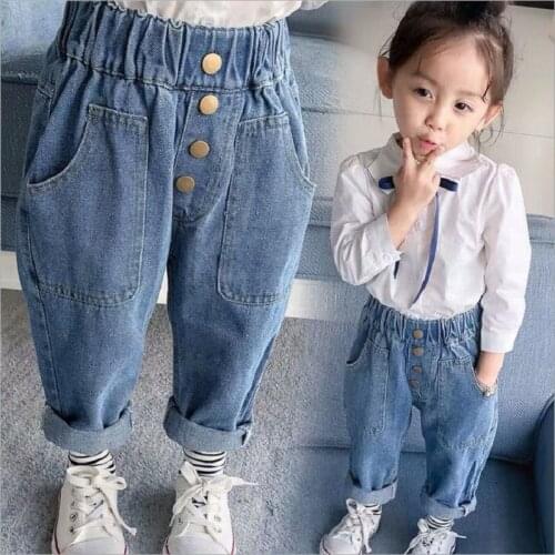Summer Baby Girls Jeans Pants Kids Clothes Spring Cotton Cartoon Casual Children jeans Loose Print Jeans For Girls Trousers