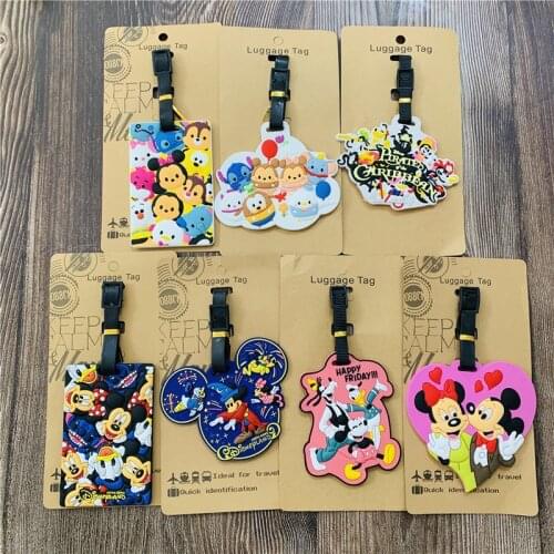 Disney Mickey Minnie Love Anime Action Toy Figures Cartoon Products Accessories Luggage Tag Suitcase Unisex Gifts