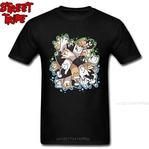Doge Dog Pile T Shirt Funny Custom T-shirt For Man Black Hip Hop Tshirt Harajuku Cartoon Tees Students Cotton Top Free Shipping