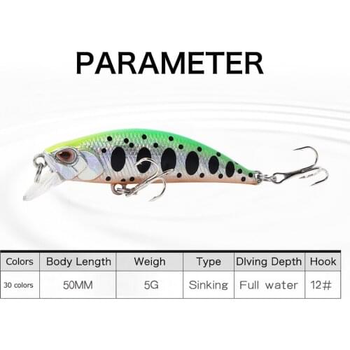 5cm 5g Hot Mini Sinking Minnow Wobblers Fishing Lures Trout Artificial Plastic Hard Bait Jerkbait Crankbait Bass Fishing Gear
