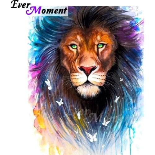 Ever Moment Diamond Painting Lion Colorful Hair Full Square Drill Cross Stitch Picture Of Rhinestone Diamond Embroidery ASF1733