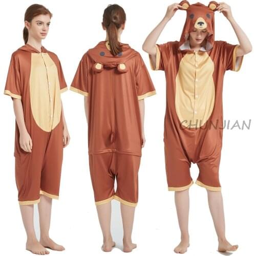 Summer Animal Cartoon Kigurumi Pajamas Short Sleeve Kigurumi Summer Pajamas Hooded Jumpsuits Pyjamas Kids
