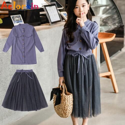 Kids Girls Clothes Set 2PCS Tops+ Skirt Solid Dress Girl Summer Clothes Casual Teen Clothes For Children 6 8 10 12 13 14 Year