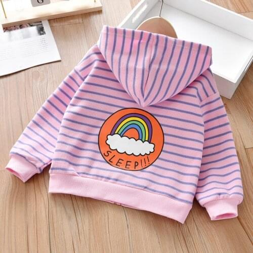 Spring Autumn Baby girls Hooded coat Jacket for Boys Kid Cartoon Jackets Long sleeve Rainbow print pattern baby girl clothes