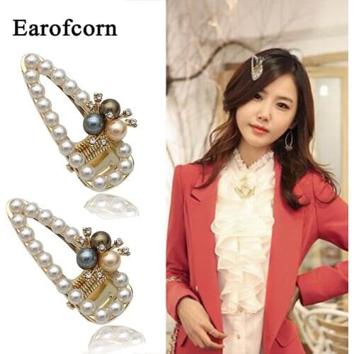 Earofcorn 2019 Hot Sell Exquisite Fashion Shiny Pearl Hair Clip Sweet Girl Flowers Hair Jewelry for Women Accessories 2 pcs