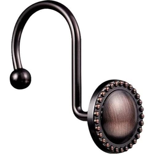 LUDA Shower Curtain Hooks Oil Rubbed Bronze,Rustproof Decorative Shower Curtain Rings,16 Pcs, Bronze