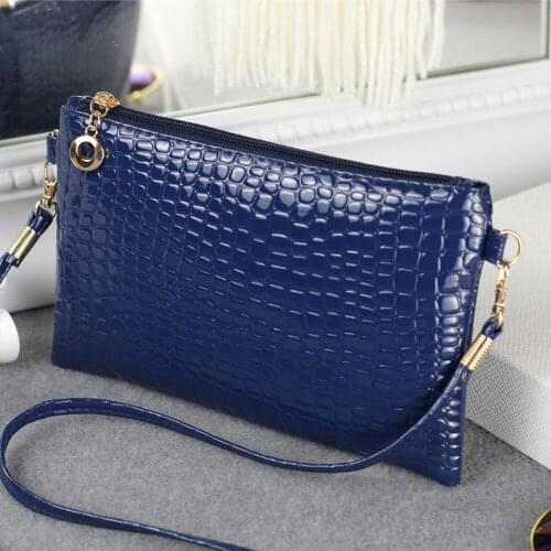 Fashion Crocodile Patterned Shoulder Bag Crossbody Wallet Purse for Ladies (Blue)