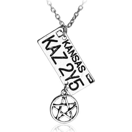 Fashion Jewelry Movie Supernatural Dean License Plate Pentagram Charm Vintage Pendant Necklace For Fans Souvenir Gift