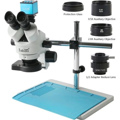 3.5X-90X Simul-Focal Trinocular Stereo Microscope 1080P HDMI VGA Video Camera + 1x 0.5X 2.0X Objective Lens For Phone PCB Repair