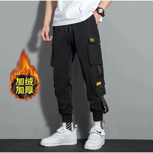 Mens Winter Pants Men Cargo Pants Warm Joggers Thicken Men Sweatpants Streetwear Fleece Trousers Hip Hop Casual Track Pants