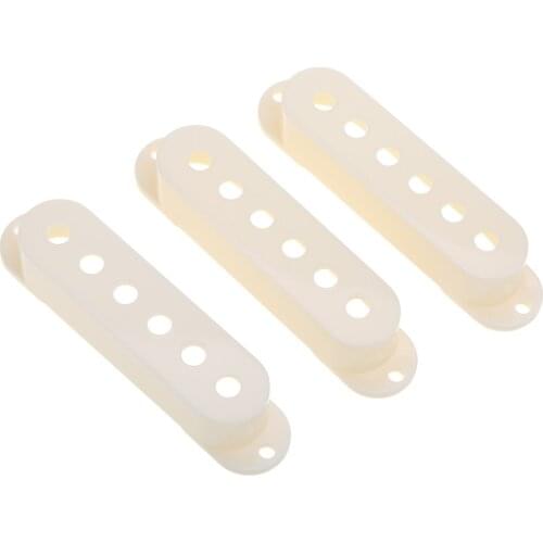 Musiclily Pro Plastic 50/50/52mm Strat Guitar Single Coil Pickup Covers Set for Import Stratocaster Squier,Aged White (Set of 3)
