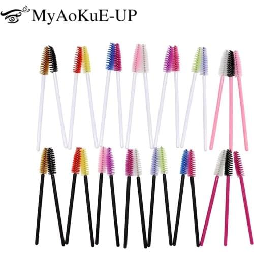 Disposable Makeup Eyelash Brush 200pcs Colored Cosemetic Eyelash Plastic brush Extension Mascara brushes Make Up Brush Tools
