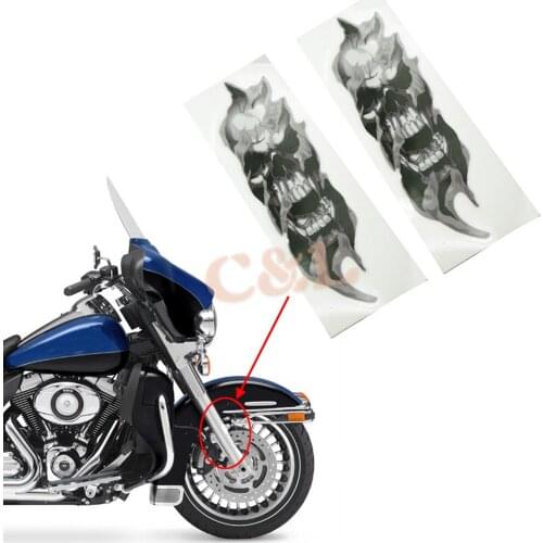 Motorcycle Front Fork Skull Decals Graphic Stickers Fit For Harley Honda Ymaha suzuki