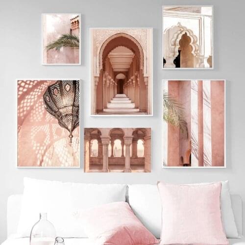 Moroccan Door Mosque Hall Promenade Leaf Nordic Posters And Prints Wall Art Canvas Painting Wall Pictures For Living Room Decor