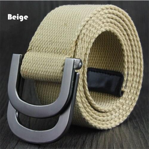 Tactical Canvas Men Belt High Quality Unisex Double Ring Buckle Waistband Casual Canvas Female Belt Fabric For Jeans