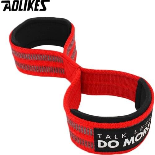 AOLIKES 1 Pair Figure 8 Weight Lifting Straps Weightlifting Powerlifting Sport Gym Fitness Bodybuilding Barbell Wrist Support