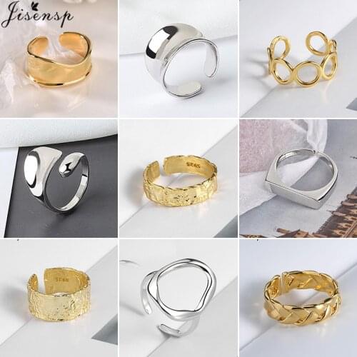 Rock Metal Geometry Round Punk Rings Opening Index Finger Ring for Women Twisted Chunky Chain Buckle Joint Tail Ring Jewelry