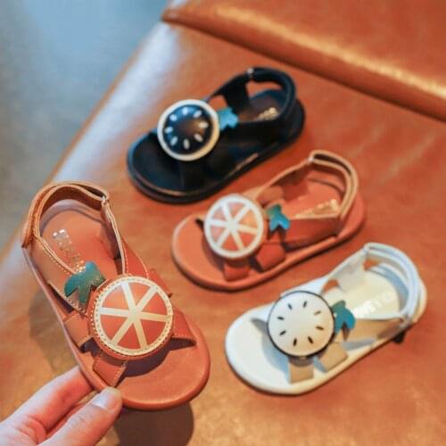 2021 Girl Casual Sandals Solid Color Summer Flats Sandals for Children Non-slip Shoes Girls Spring Beach Shoes SZ371