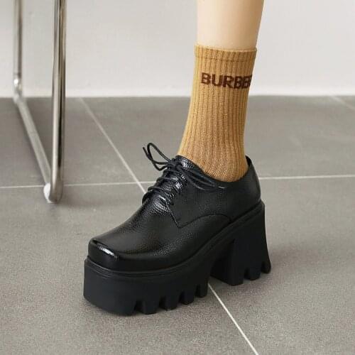 Spring Autumn Women Flats Genuine Leather Casual Shoes Woman Fashion Lace Up Oxford Shoes for Women Round Toe Platform Shoes