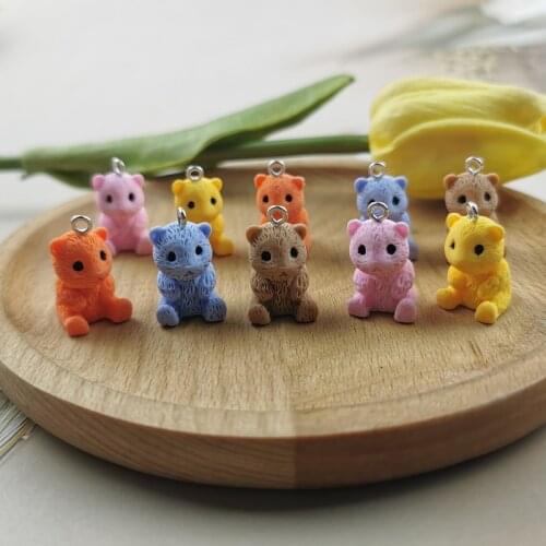 10pcs Cute 3D Hamster Keychain Resin Charms Diy Crafts Findings Handmade Bear Phone Case Necklace Animal Pendants SO CUTE