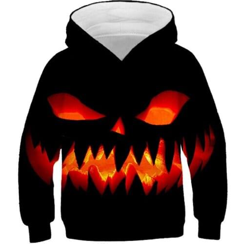 Hooded Sweater Childrens Halloween Teenagers Pumpkin 3D Digital Printing Casual Long-Sleeved Full Boys Dress Up Fashion Clothes